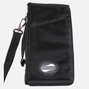 American Tourister Travel Wallet Passport Ticket Holder Document Organizer Black
